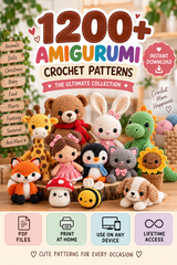 1200+ Amigurumi Crochet Patterns PDF Bundle – Animals, Dolls, Baby & More