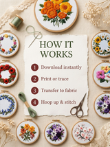 58 Floral Embroidery Patterns — Printable PDF Mega Bundle