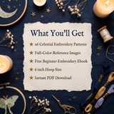 26 Celestial Embroidery Patterns — Printable PDF Bundle