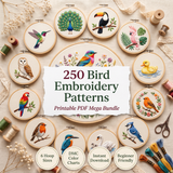250 Bird Embroidery Patterns — PDF Bundle with DMC Charts